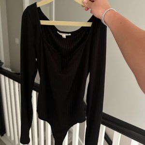 black "V neck" bodysuit
